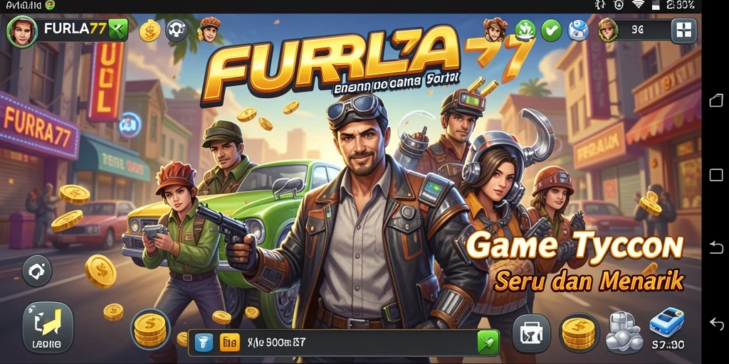Screenshot gameplay FURLA77 yang menunjukkan aktivitas bisnis Tycoon.