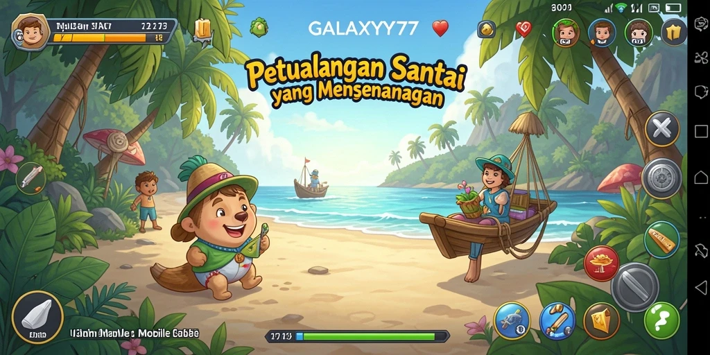 Tampilan gameplay mengasyikkan di GALAXY77 dengan grafik cerah.