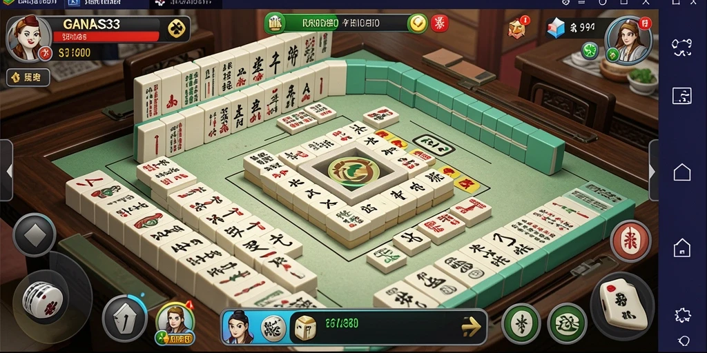 Tangkapan layar permainan <strong>GANAS33</strong> dengan tampilan Mahjong yang menarik.