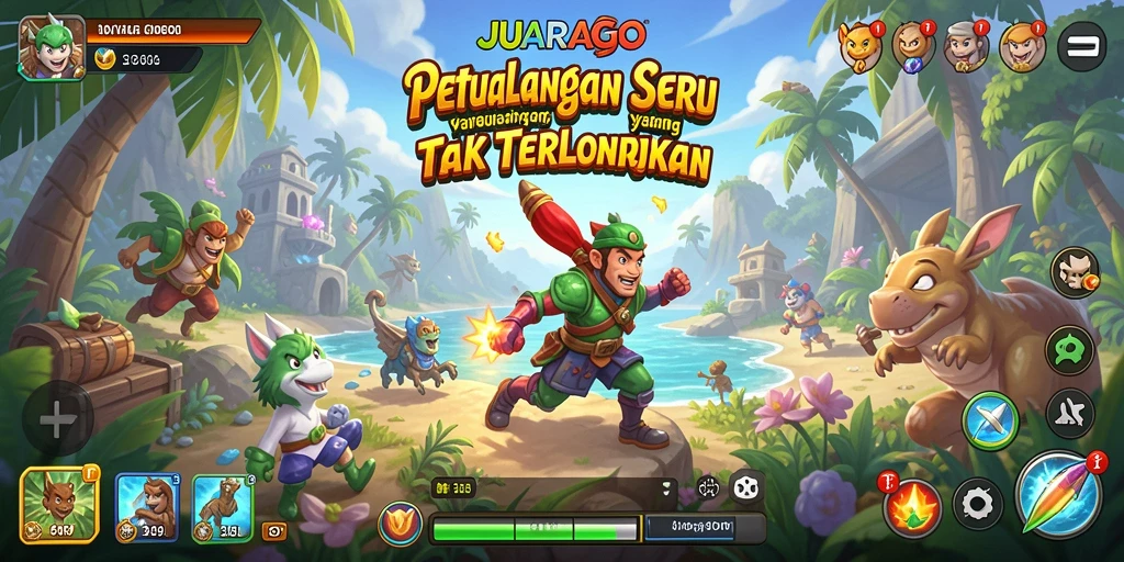 Tampilan gameplay JUARAGO dengan aksi petualangan yang seru dan penuh tantangan.