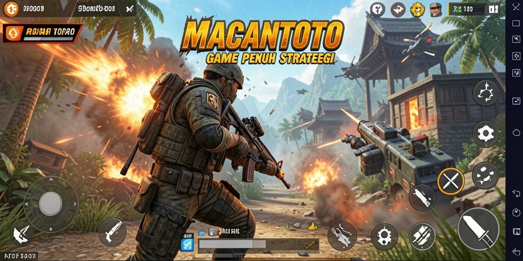 Screenshot utama <strong>MACANTOTO</strong> menampilkan aksi intens dalam gameplay TPS.
