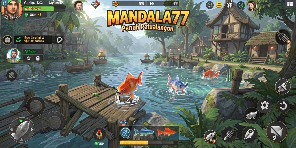 Tampilan menarik dari gameplay MANDALA77 saat memancing di laut.