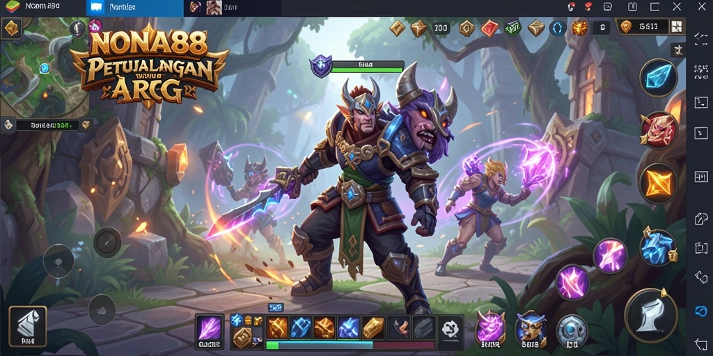 Tampilan menegangkan dari gameplay ARPG NONA88 dengan pertempuran seru.