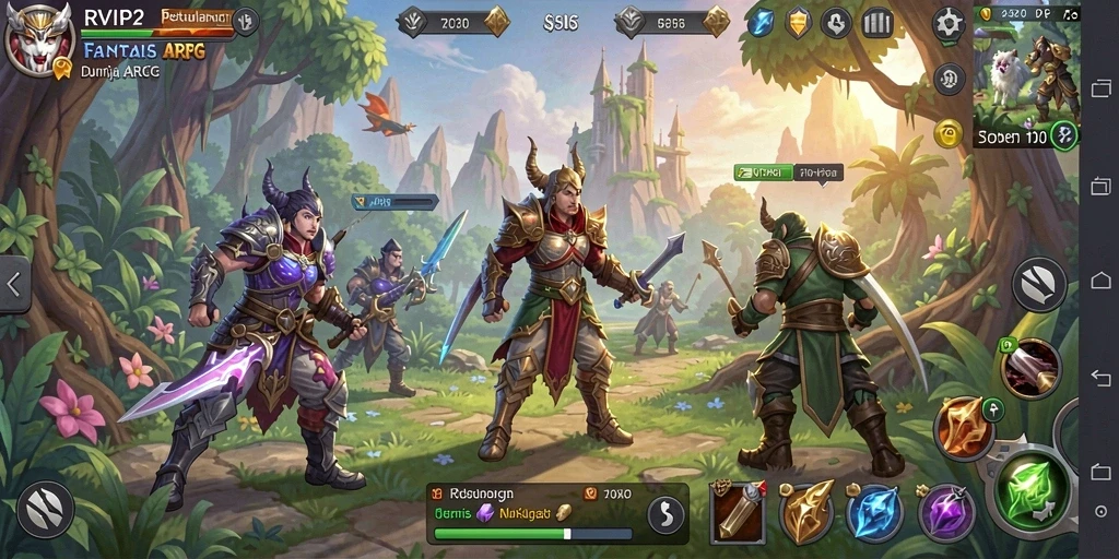 Tangkapan layar menunjukkan karakter bertarung melawan monster epik di RVIP2.