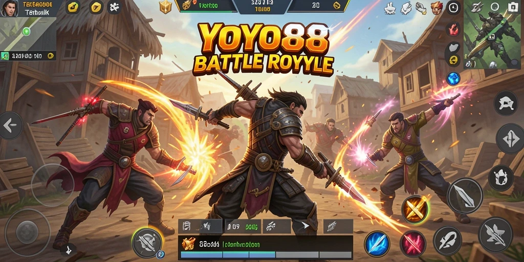 Screenshot utama <strong>YOYO88</strong> menunjukkan aksi seru dalam pertempuran Battle Royale.